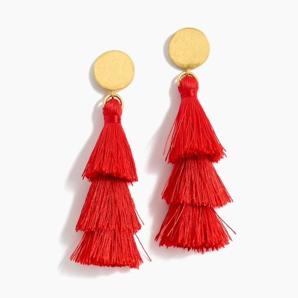 J. Crew Blue Tiered Tassel Earrings - Picture 2 of 3